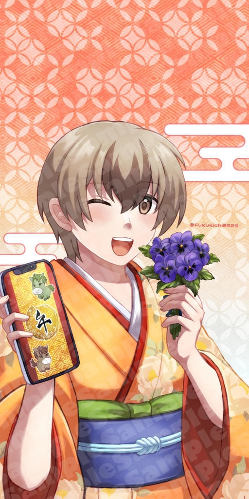 【無料/支援】月バースデーカード壁紙＆アイコン [1月]