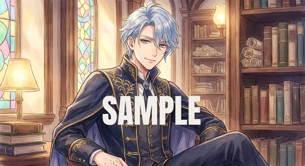 書斎の貴公子／クラシカルファンタジーイラスト[EN]The Noble Young Man in the Study – Classical Fantasy Watercolor Illustration