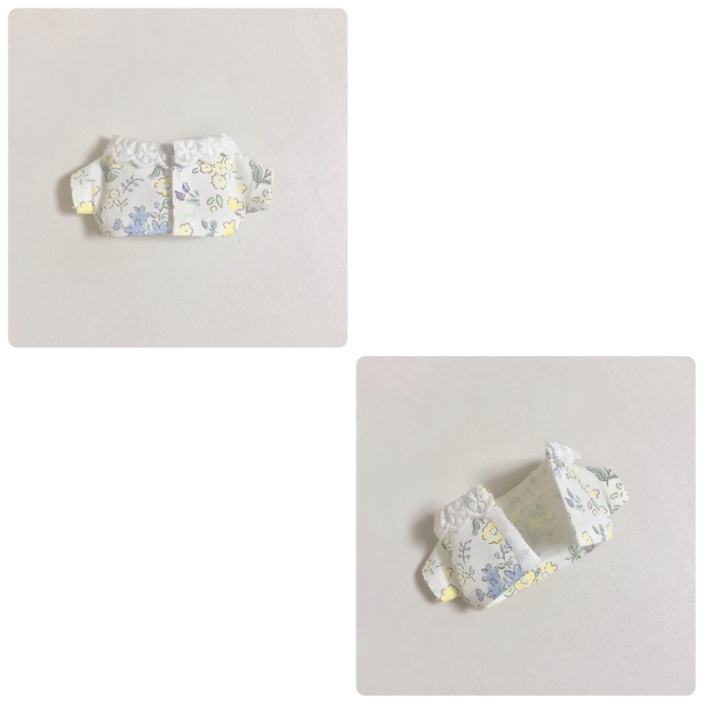 襟付き花柄ブラウス