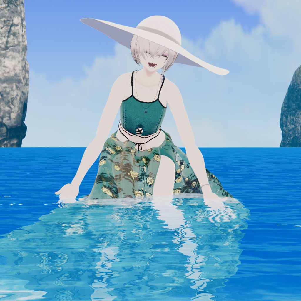 【クロダ+九十九向け】パレオ-シンプル水着 3D衣装(VRC想定)