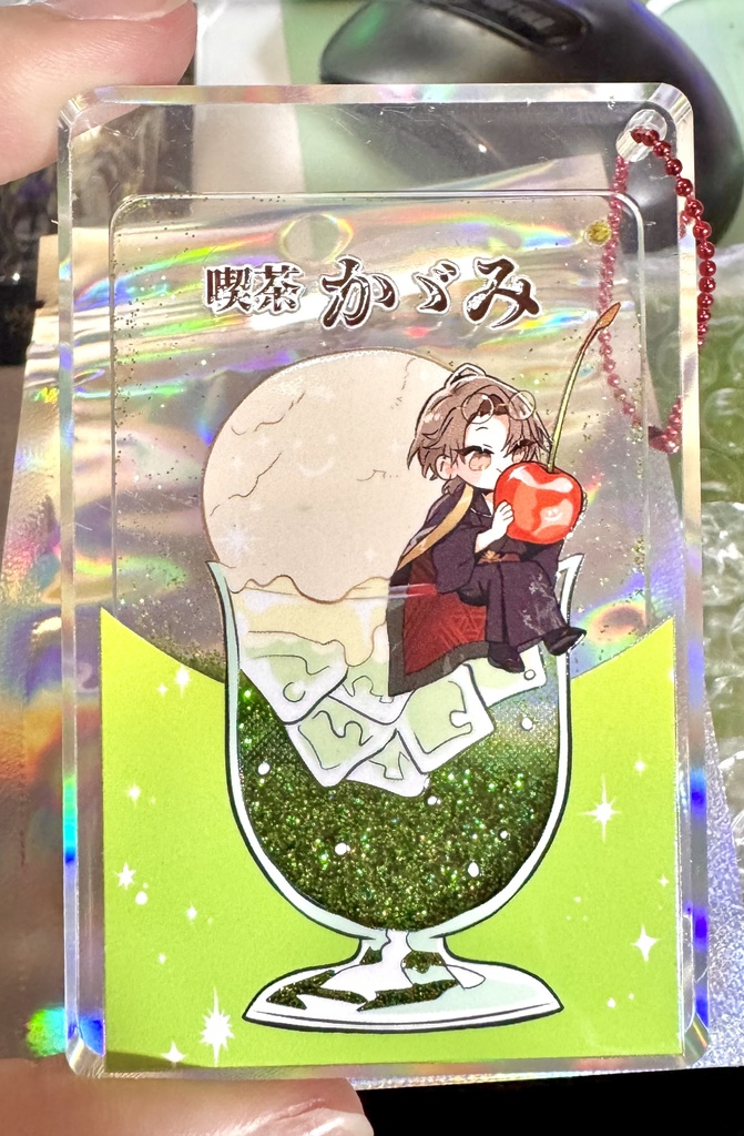 喫茶かゞみメロンソーダオイルグリッターキーホルダー