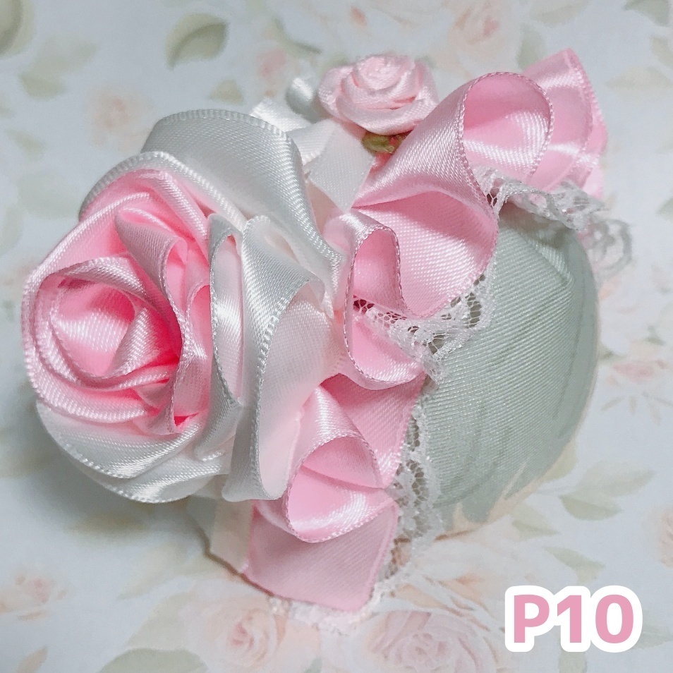 P10 バラ飾り付きおまんじゅう用ヘッドドレス ピンク かるshop Booth