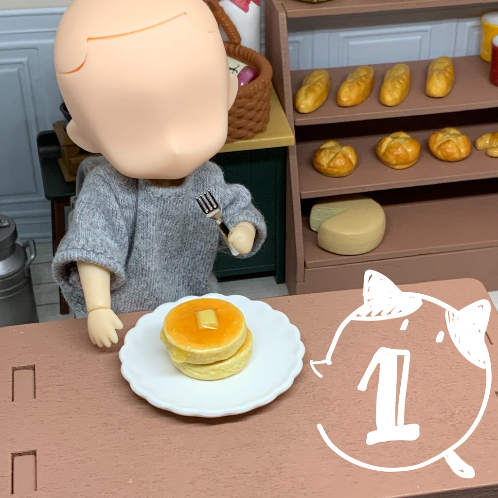 【ミニチュア】２段ホットケーキ（はちみつバター）