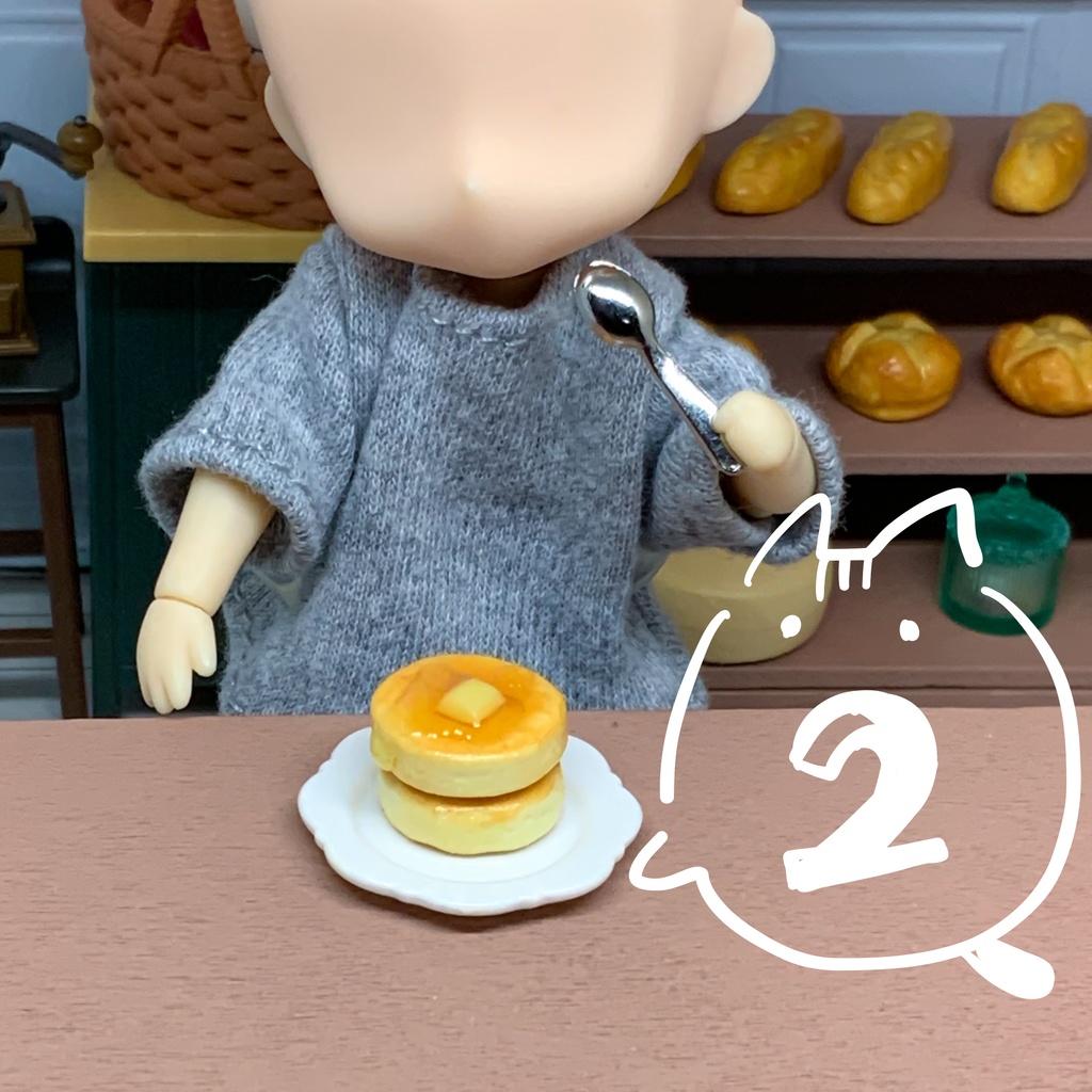 【ミニチュア】2段ホットケーキ(はちみつバター)