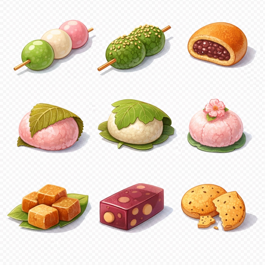 和菓子・駄菓子イラスト50点セット