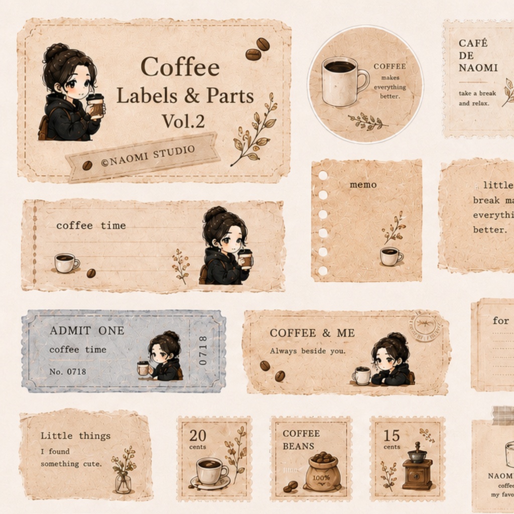 ちび旅人 Coffee Labels & Parts Vol.2