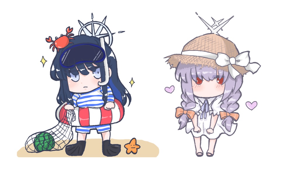 サオリとアツコの季節のミニアクリルスタンドセット(夏)