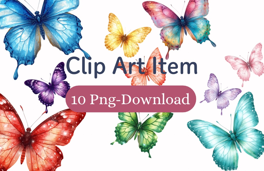 高級感あふれるスピリチュアル蝶クリップアートセット(全10種)|PNGダウンロード