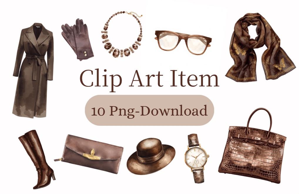 10 Png | Classic Fashion Clip Art Set