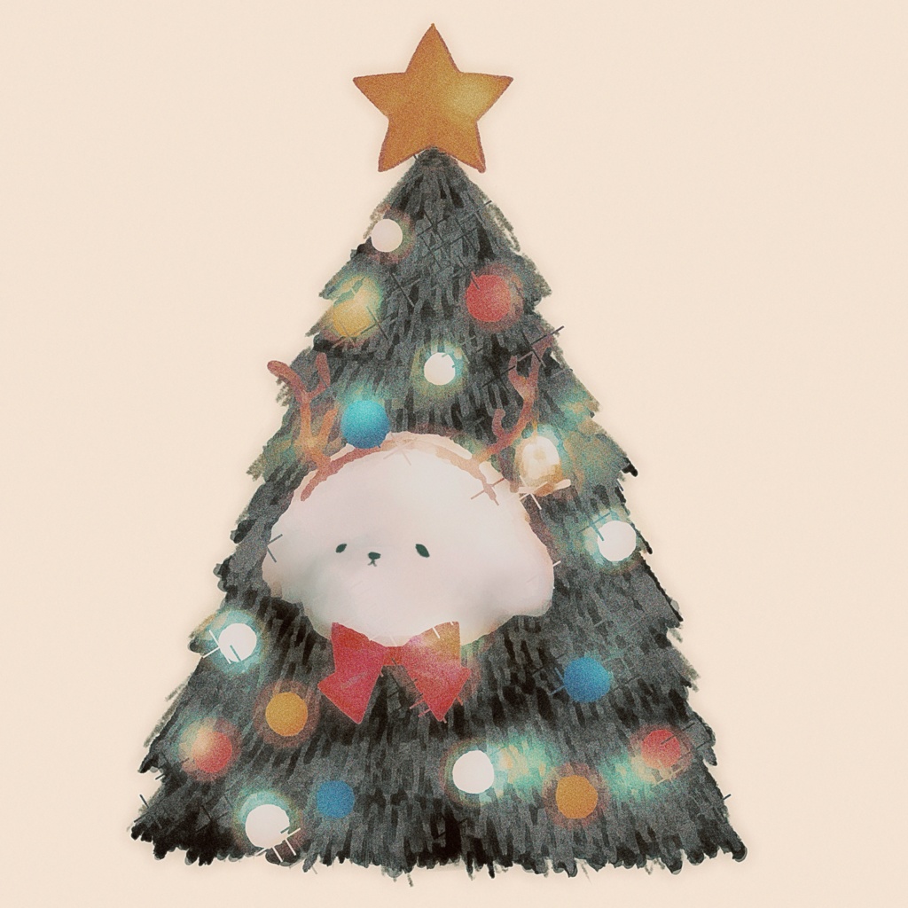 ふわふわたちのクリスマスカード/ビションフリーゼ