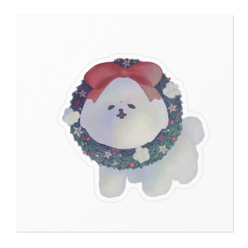 クリスマスなビションフリーゼステッカー(きびしめ/まろやか)