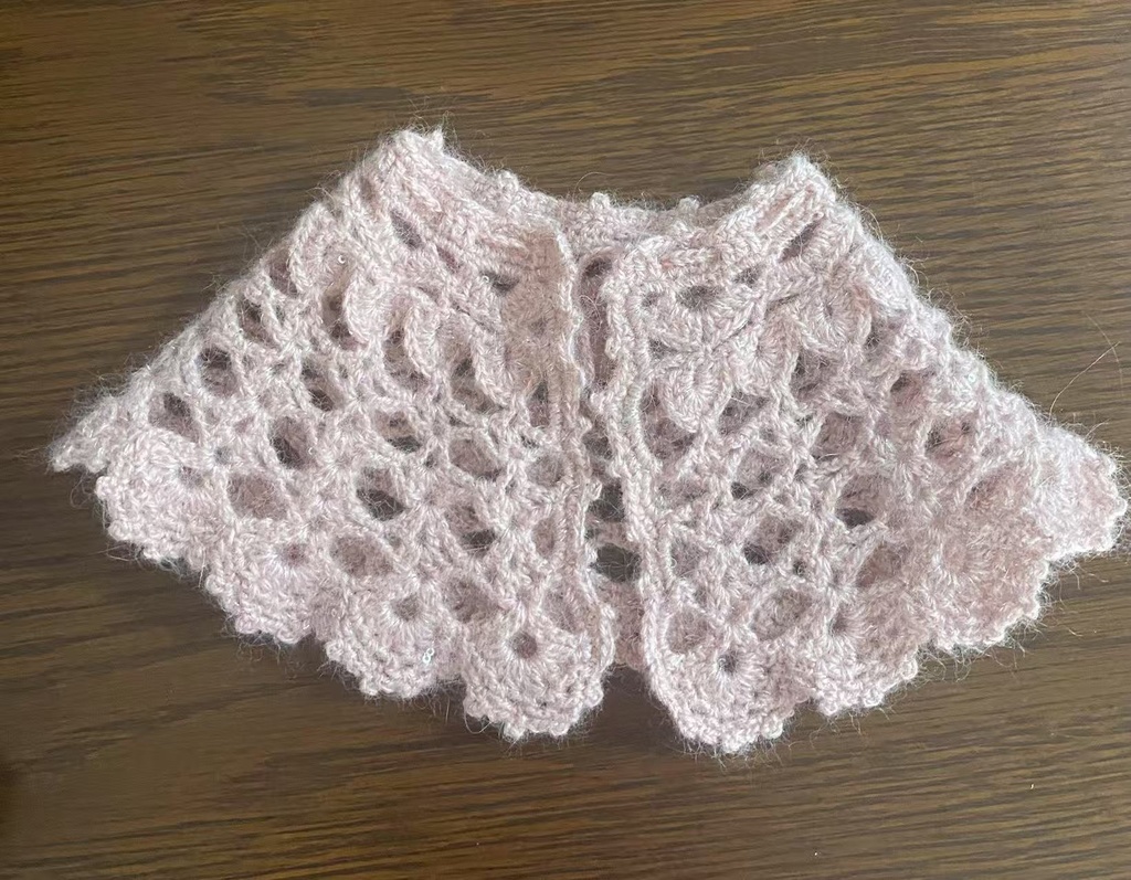 ドール用 透かし編み多用途ショール【ピンクラメ】【ハンドメイド】