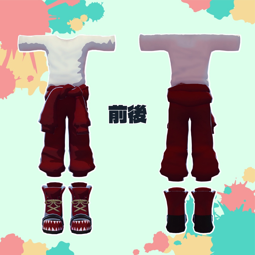 【四肢口用】Tシャツ&つなぎ【着せ替え衣装】