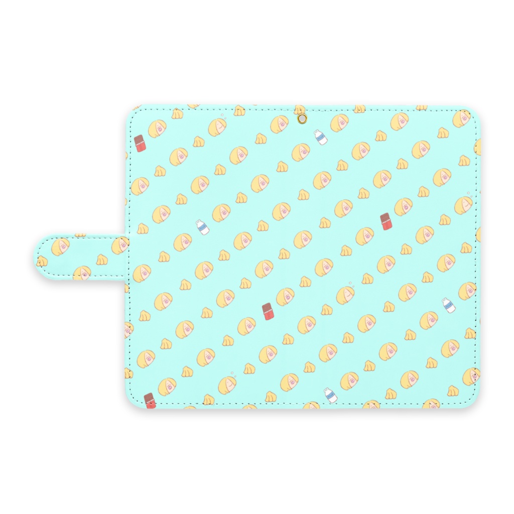 小梅×バナナ 手帳型Androidケース ライトブルー