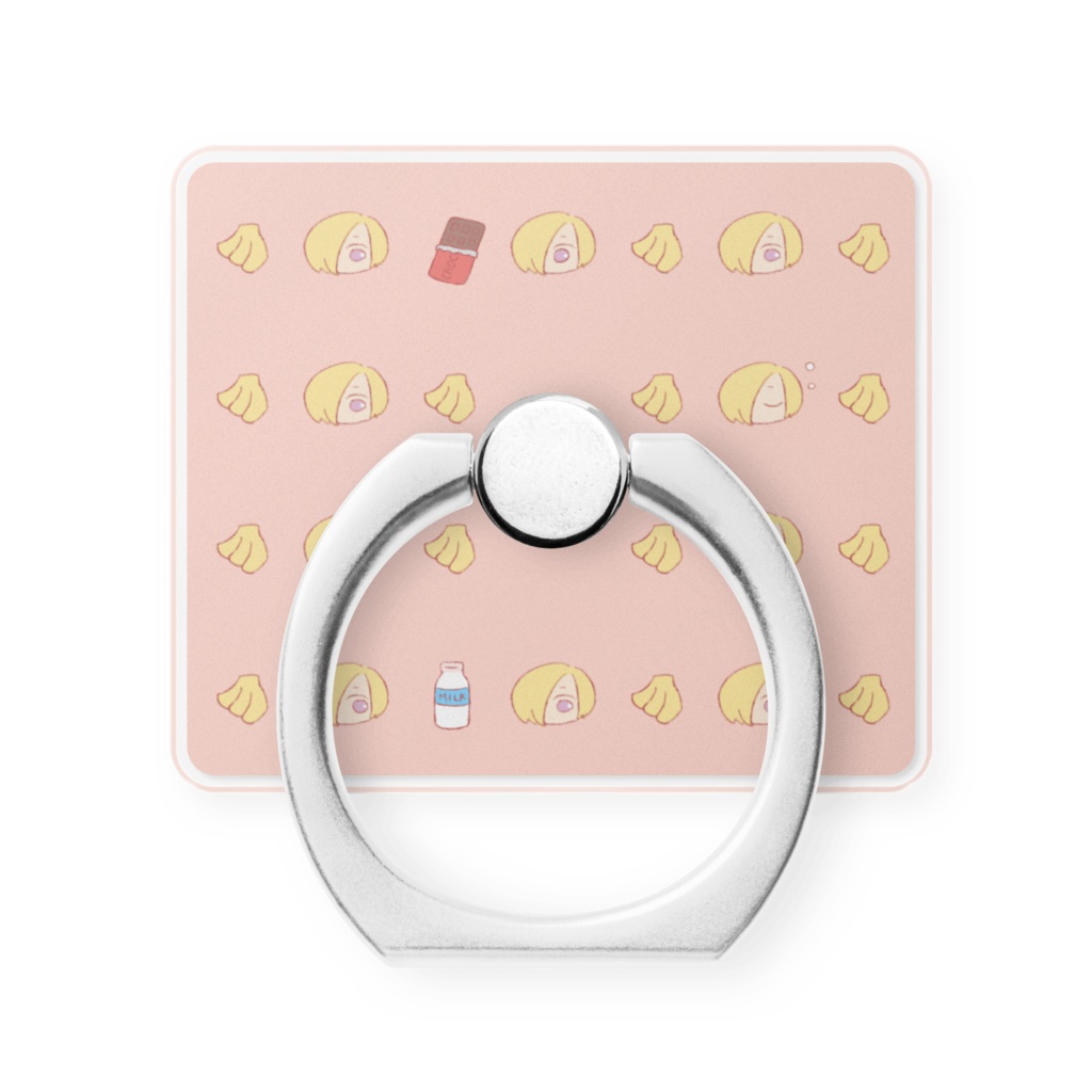 小梅×バナナ スマホリング サーモンピンク