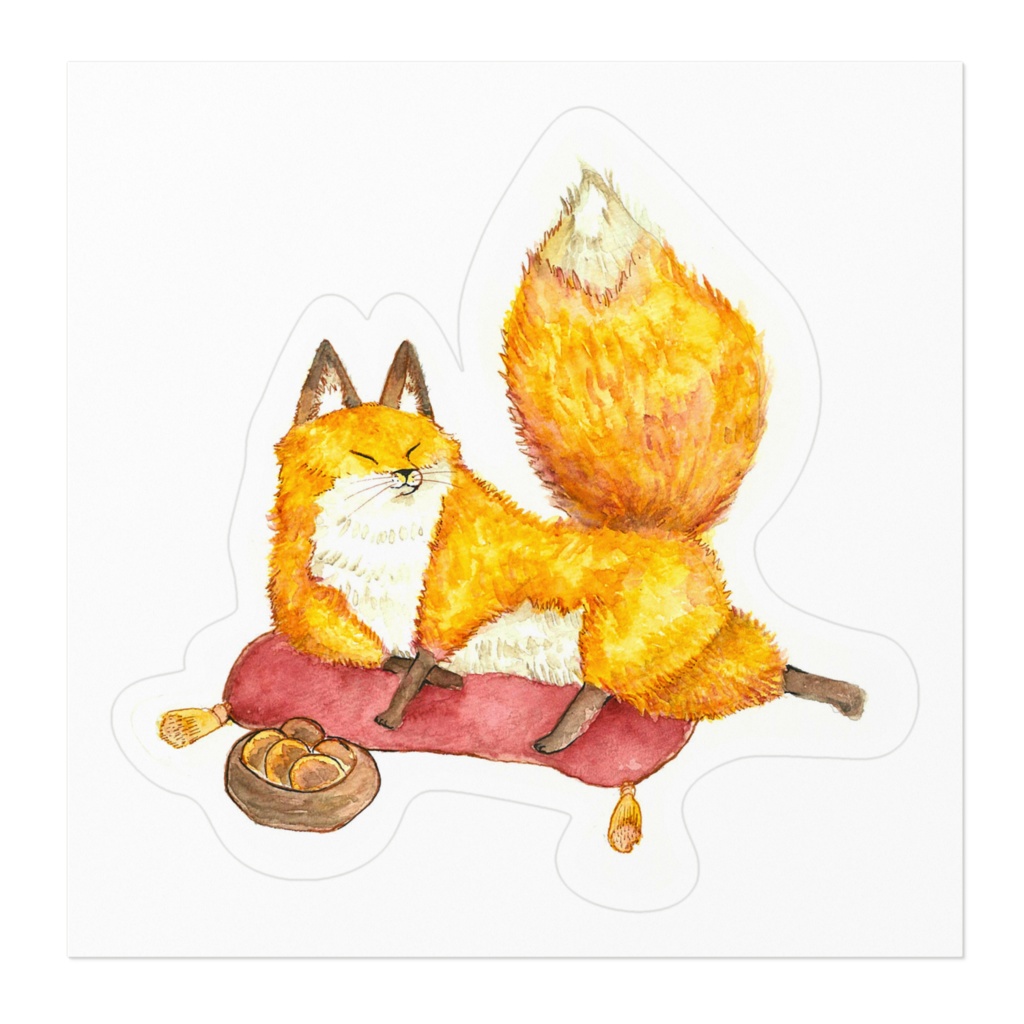 水彩キツネのステッカー|あげものふぉっくす(おさつ)