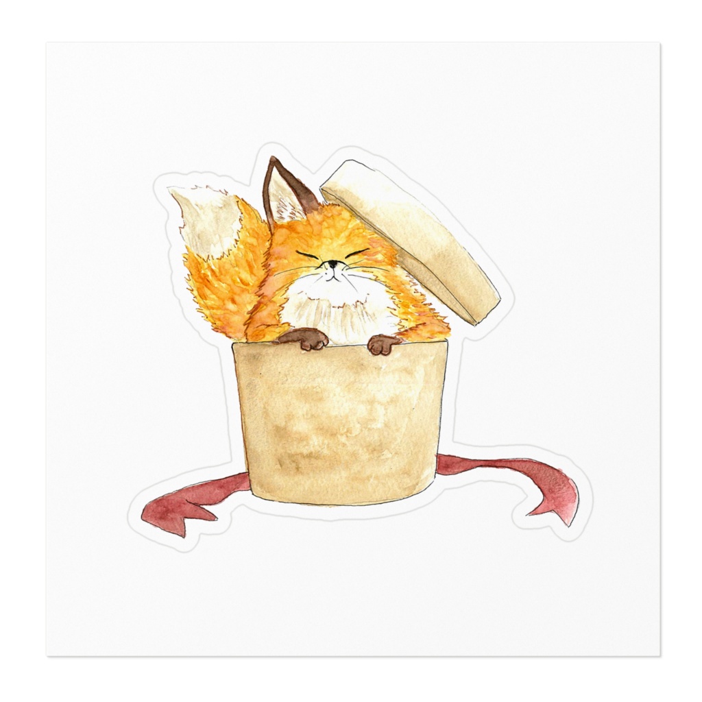 水彩キツネのステッカー|あげものふぉっくす(ぎふと)