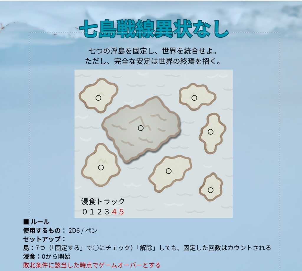 七島戦線異状なし（1Pソロゲーム）