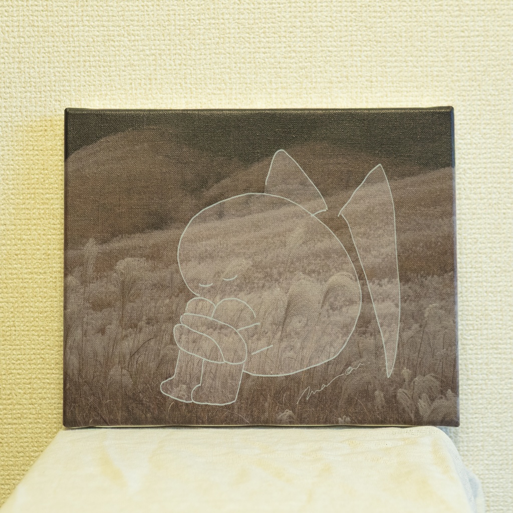 キャンバスアート『ひざを抱える天使』F3