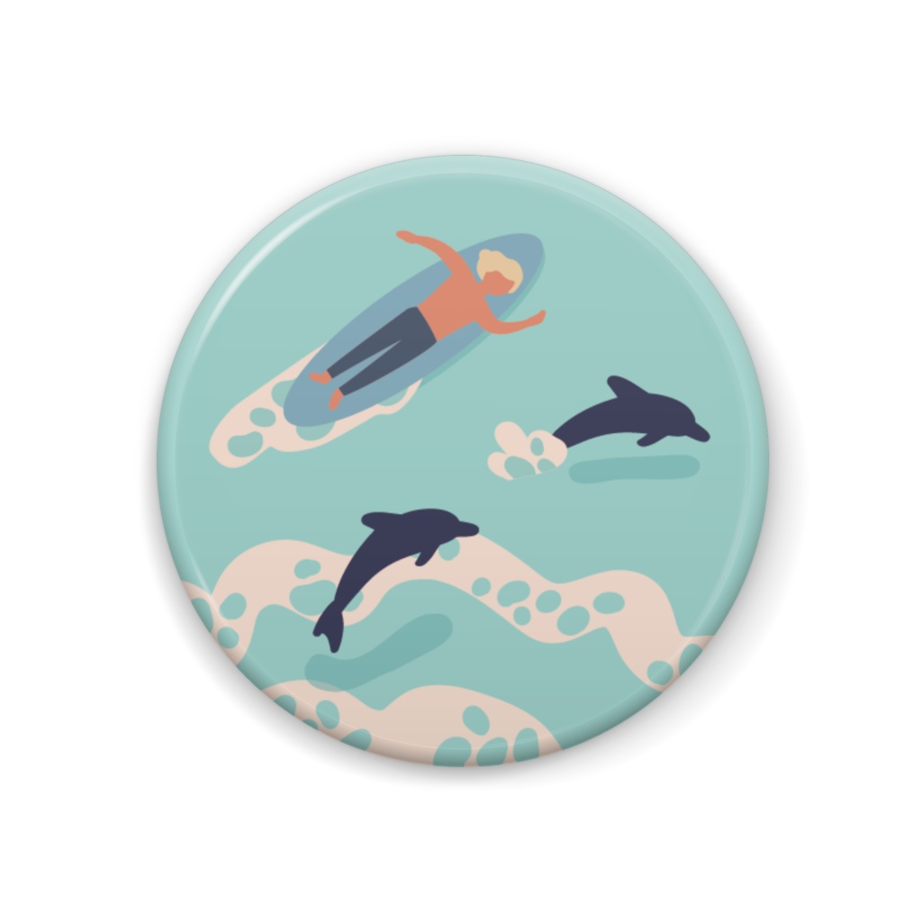 海, 海水浴, イルカ, sea, dolphin/缶バッジ 44mm no.8
