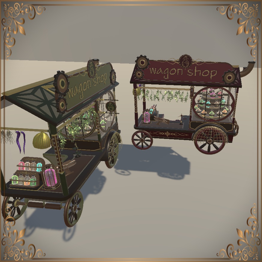 Steampunk herbalist's wagon shop Set (スチームパンクハーブ専門店のワゴンショップセット)