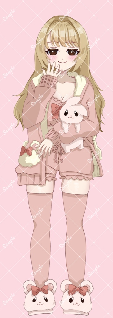 【立ち絵素材】全身_少女_女の子_パジャマ_うさぎ_001