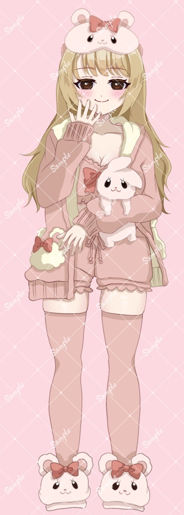 【立ち絵素材】全身_少女_女の子_パジャマ_うさぎ_001