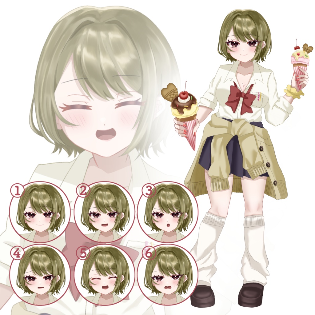 【無料版あり】全身_少女_女の子_女子高生_ギャル_アイス【差分6種類】
