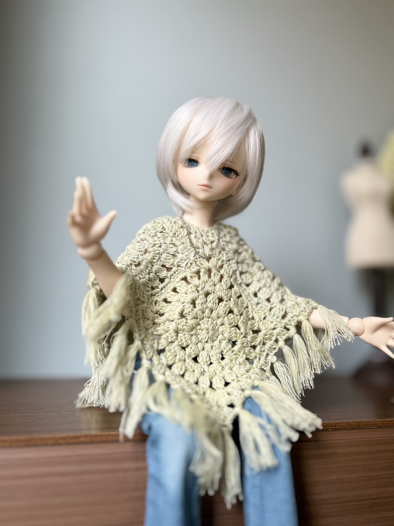 モチーフつなぎポンチョ