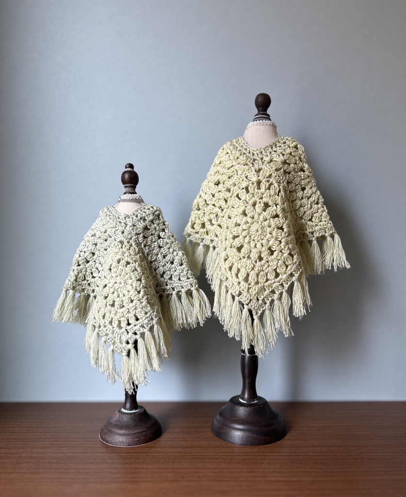 モチーフつなぎポンチョ