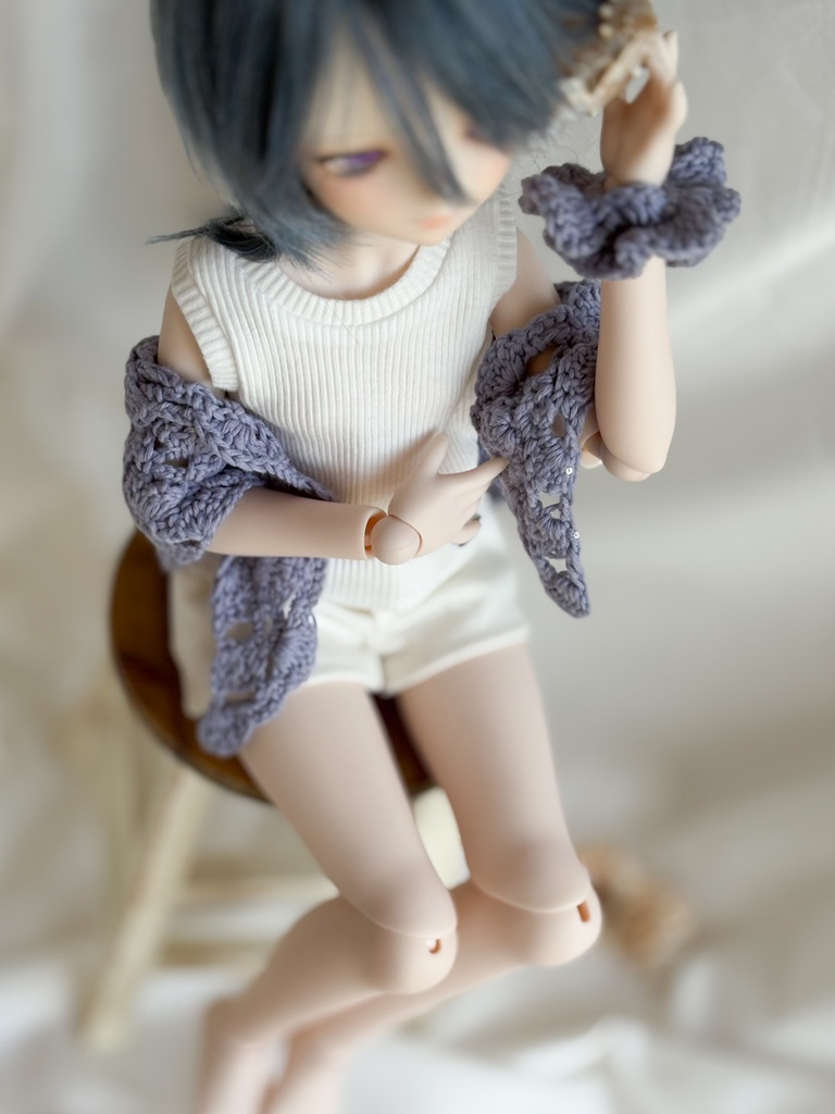 シュシュ付きレーシーショール