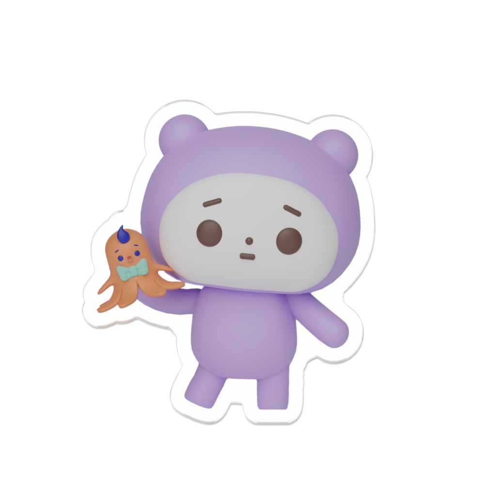 紫の子とたこちゅーアクリルバッジ