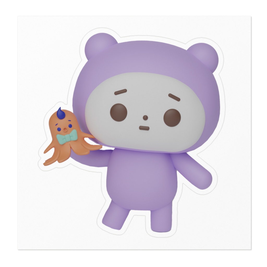 紫の子とたこちゅーステッカー