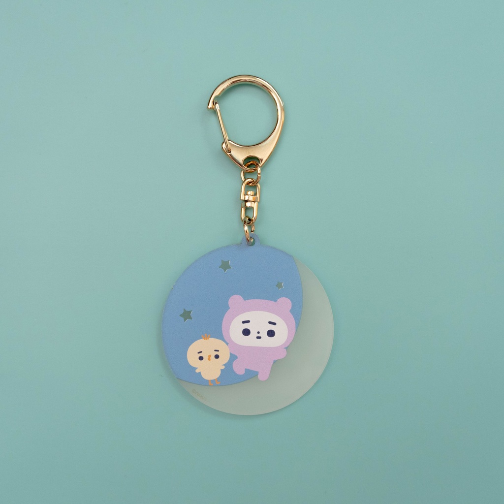 紫の子とひよこ（蓄光）アクリルキーホルダー