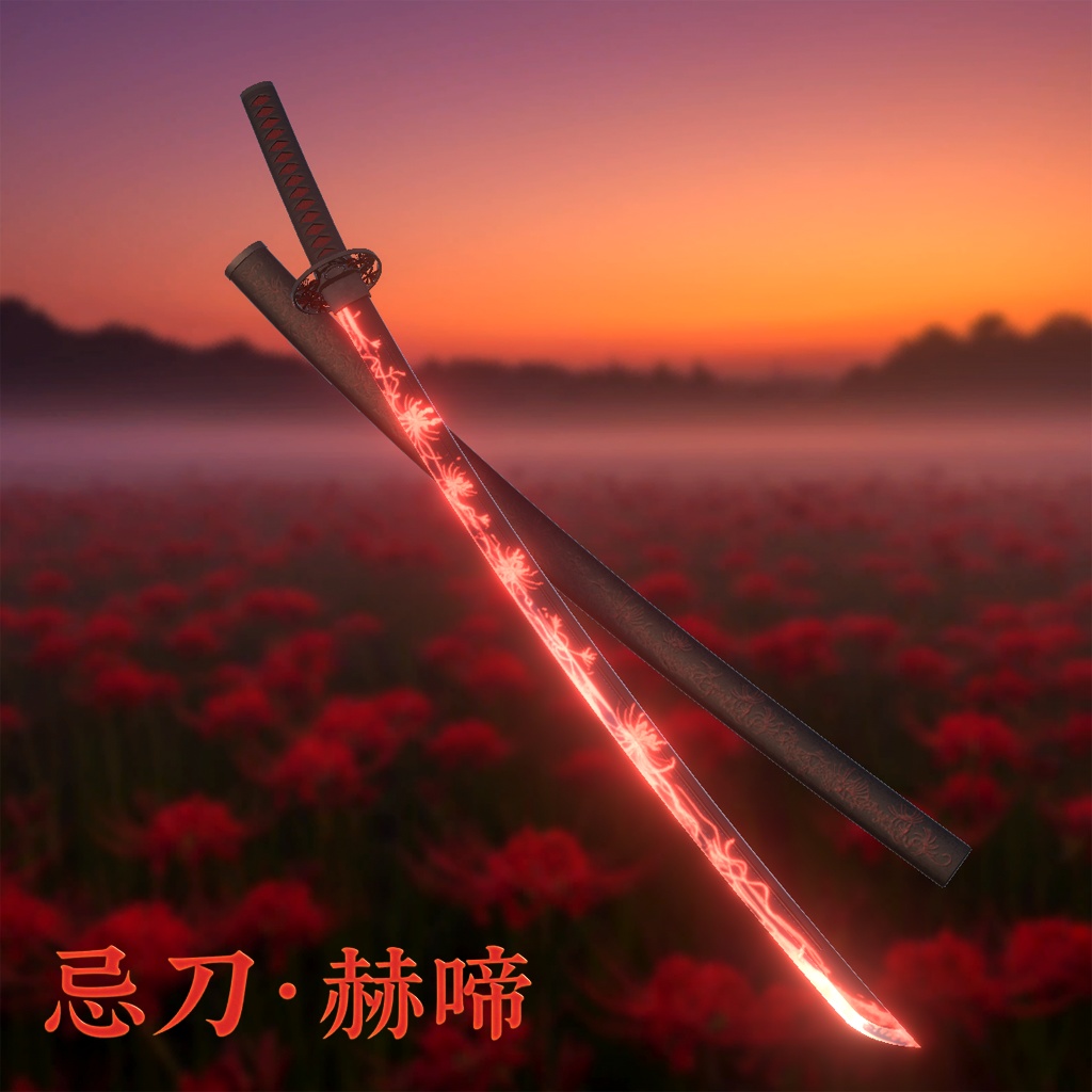 【オリジナル3Dモデル】忌刀･赫啼-Cursed blade Kakumei-
