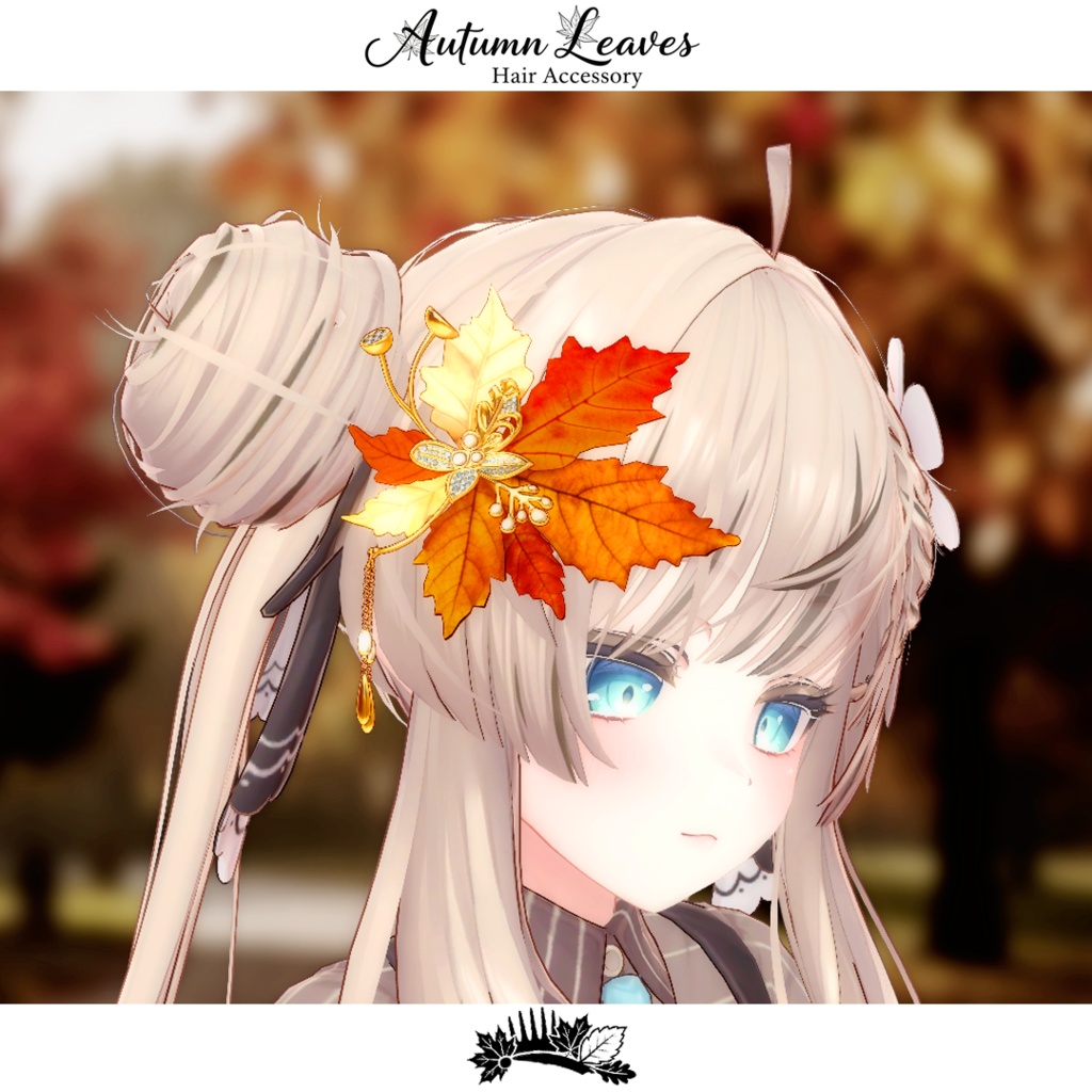 【複数アバター対応】紅葉ノかんざし Autumn Leaves Hair Accessory
