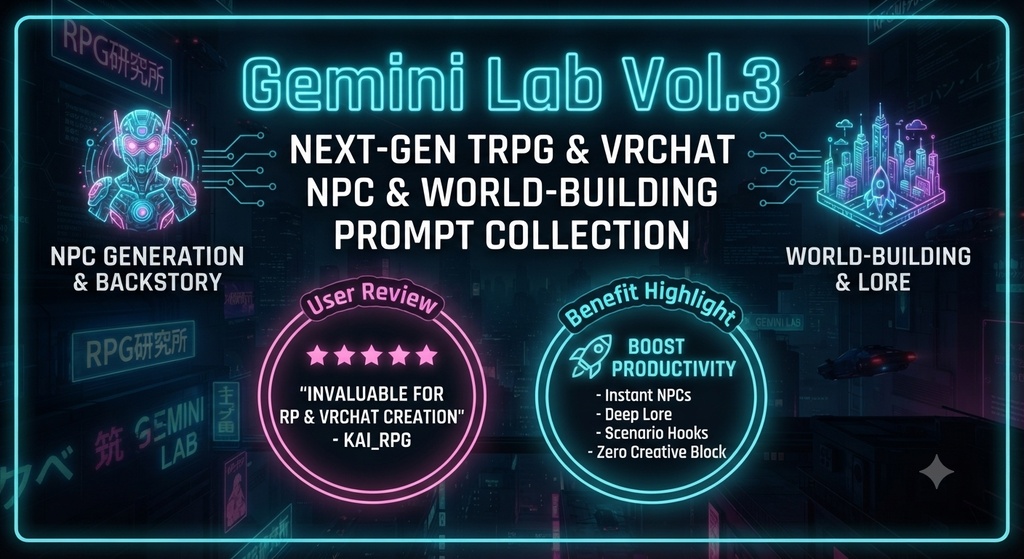 【TRPG・VRChat向け】シナリオフック&セッション補助 Geminiプロンプト集 Vol.3