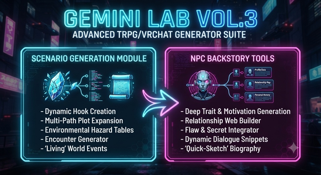 【TRPG・VRChat向け】シナリオフック&セッション補助 Geminiプロンプト集 Vol.3