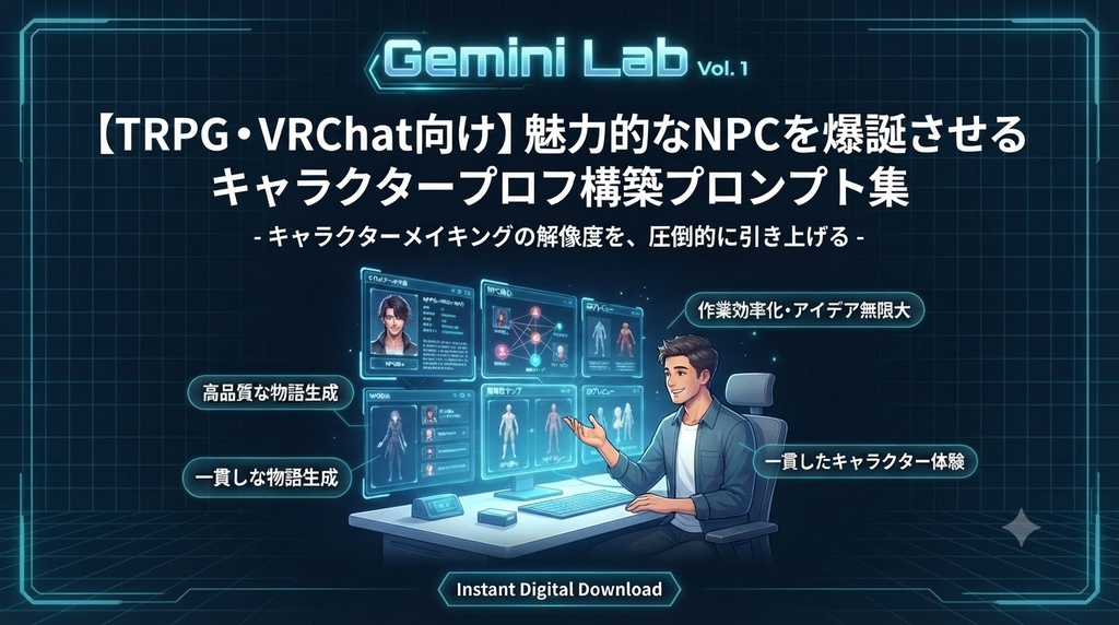 ​【TRPG・VRChat向け】魅力的なNPCを爆誕させる Geminiキャラクタープロフ構築プロンプト集【Vol.1】