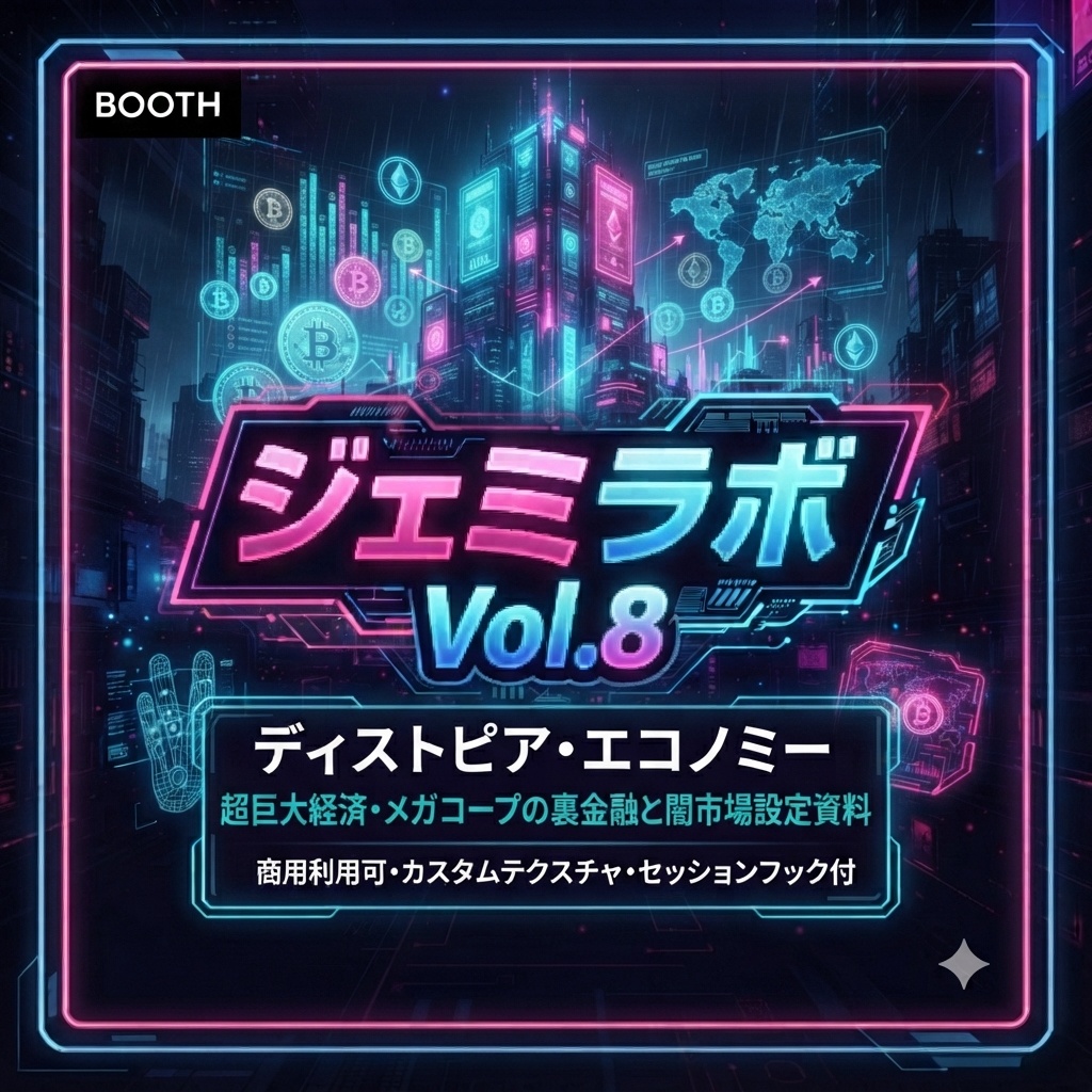 【TRPG・VRChat向け】サイバーパンク・SFワールドビルディング・設定資料集 Vol.8：ディストピア・エコノミー（超巨大経済と闇市場設定資料）
