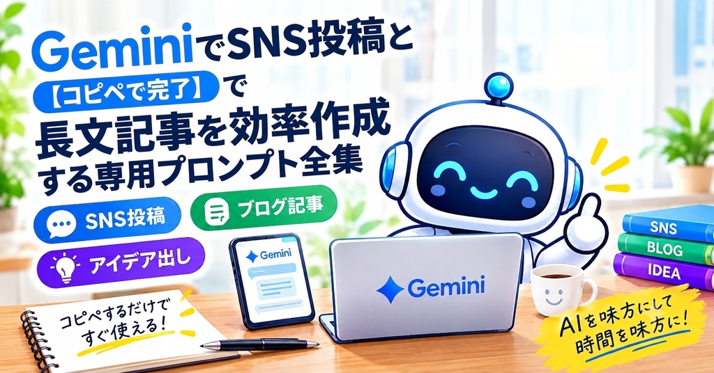 ​【コピペで完了】GeminiでSNS投稿と長文記事を効率作成する専用プロンプト全集 