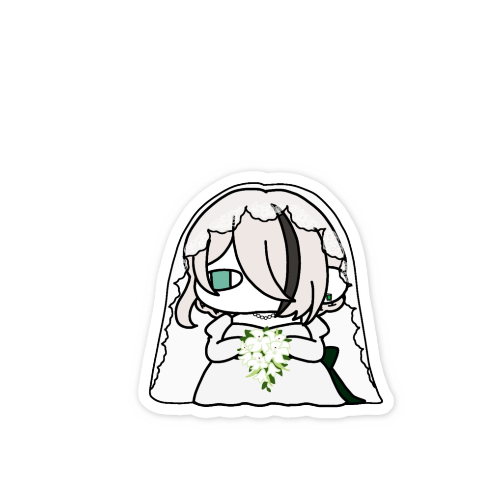 雪梛ウタカのジト目ステッカー(ウエディングversion)