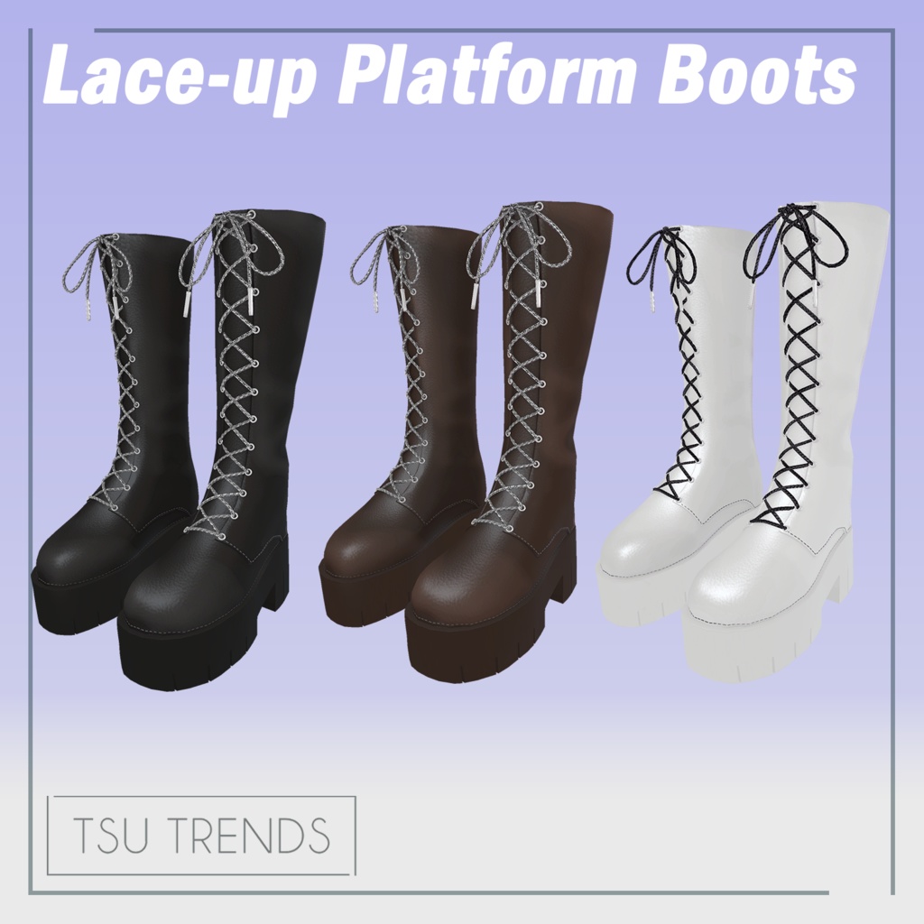 【9アバター対応】- Lace-up Platform Boots