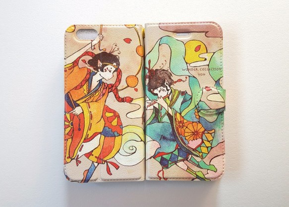 風神雷神iphoneケース手帳型