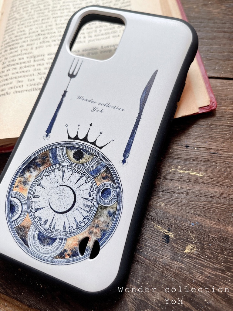 【衝撃に強いグリップケース】iPhoneケース 〈白の宙料理〉