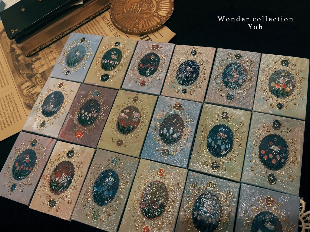 【原画】-魔法カードのような縦長ミニキャンバスキャンバス-〈春のお知らせシリーズ〉