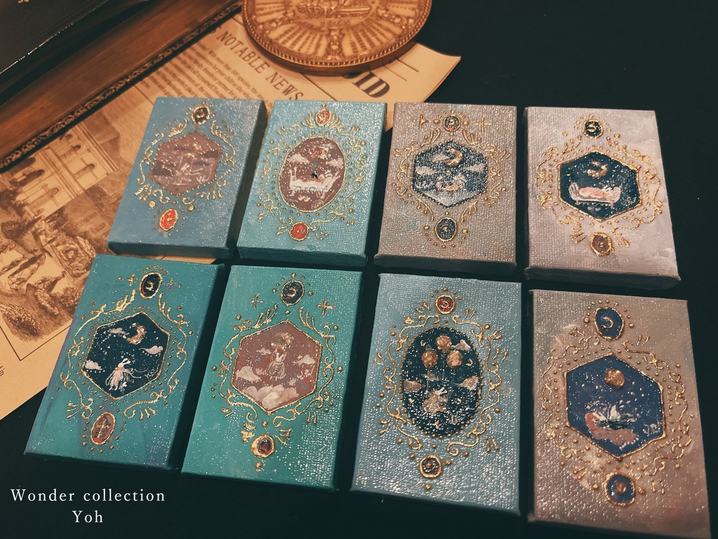 【原画】-魔法カードのような縦長ミニキャンバス-〈おやすみシリーズ〉