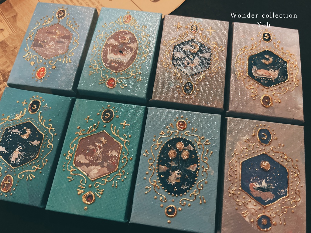 【原画】-魔法カードのような縦長ミニキャンバス-〈おやすみシリーズ〉