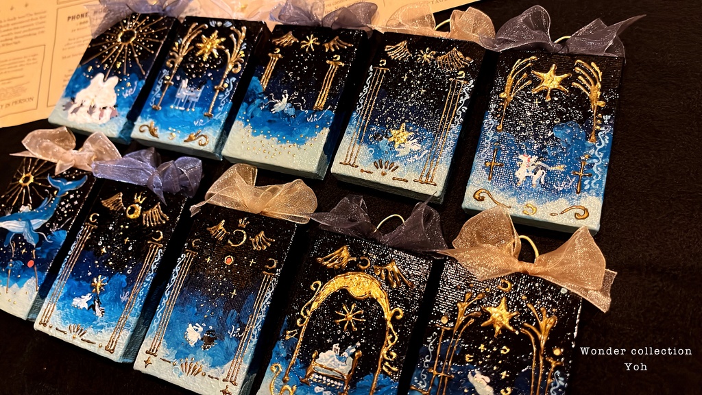 【原画】リボン付き魔法カードのような縦長キャンバス〈Star gateシリーズ〉