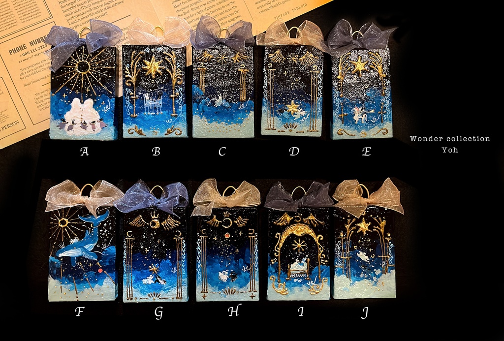 【原画】リボン付き魔法カードのような縦長キャンバス〈Star gateシリーズ〉